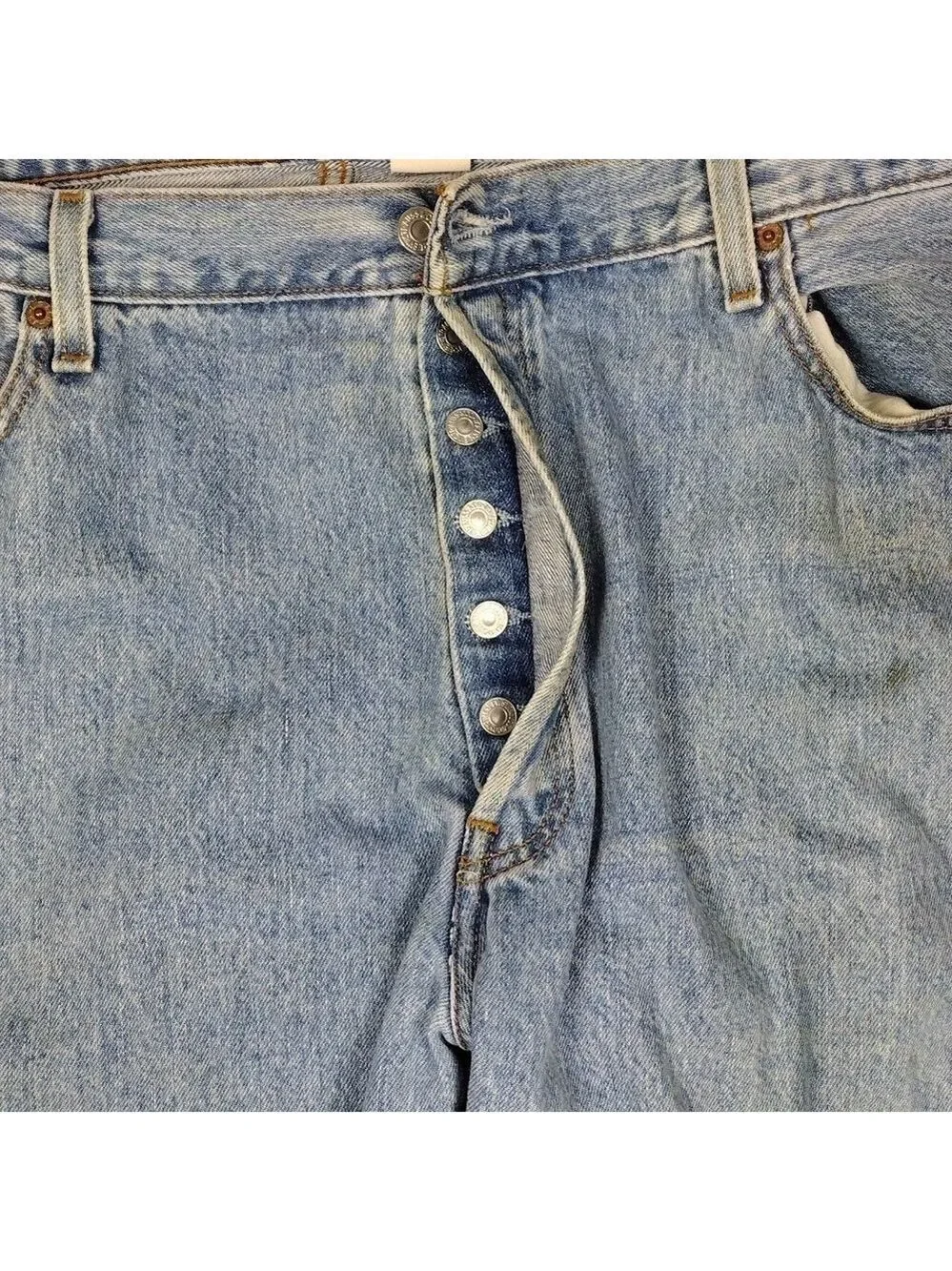 Levi's 501 Vintage Blue Light Wash Five Pocket Button Fly Straight Leg Jean